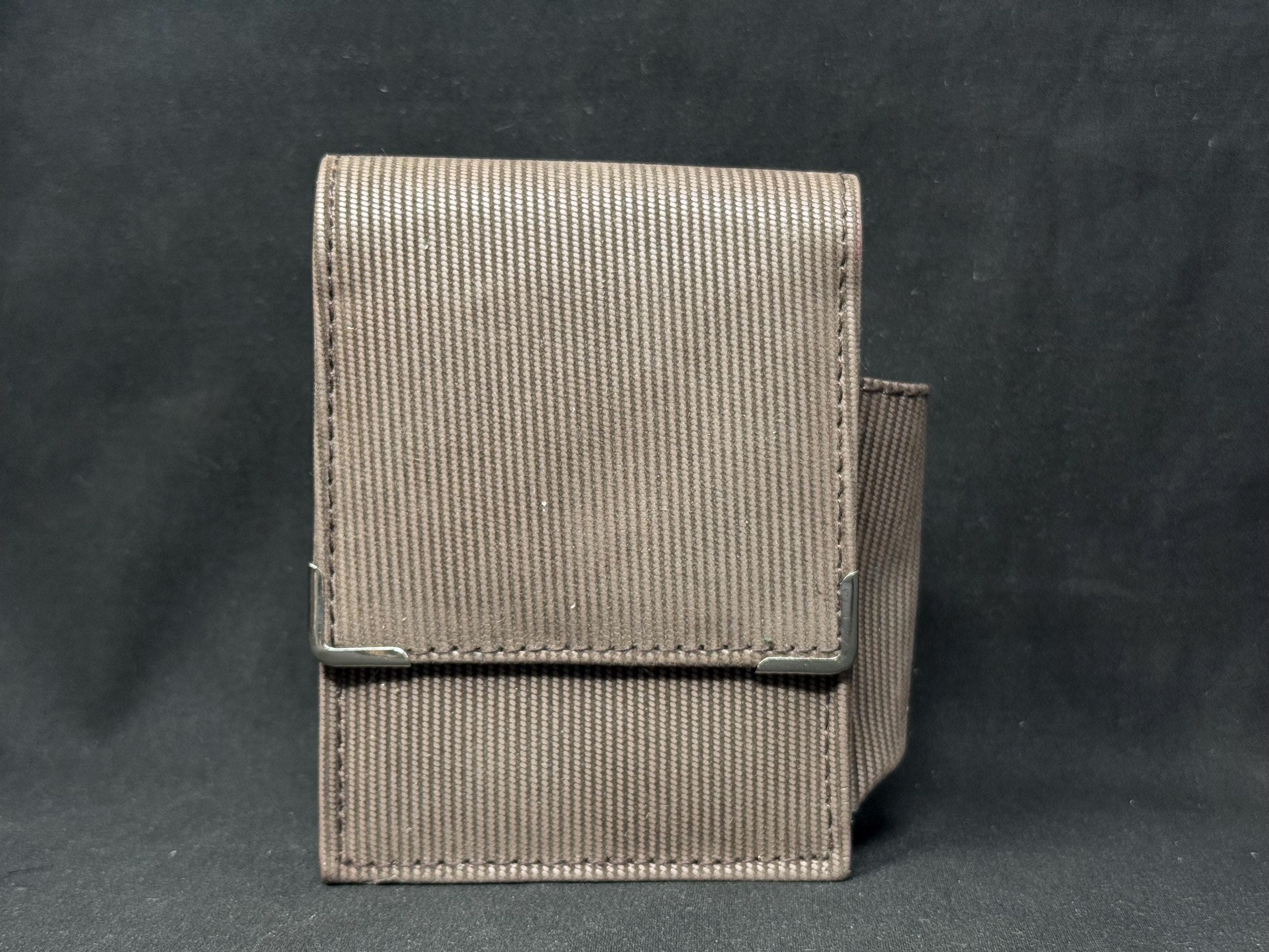 Vintage German Leather Cigarette & Lighter Set - Compact 4in Case, Brass Star Detail