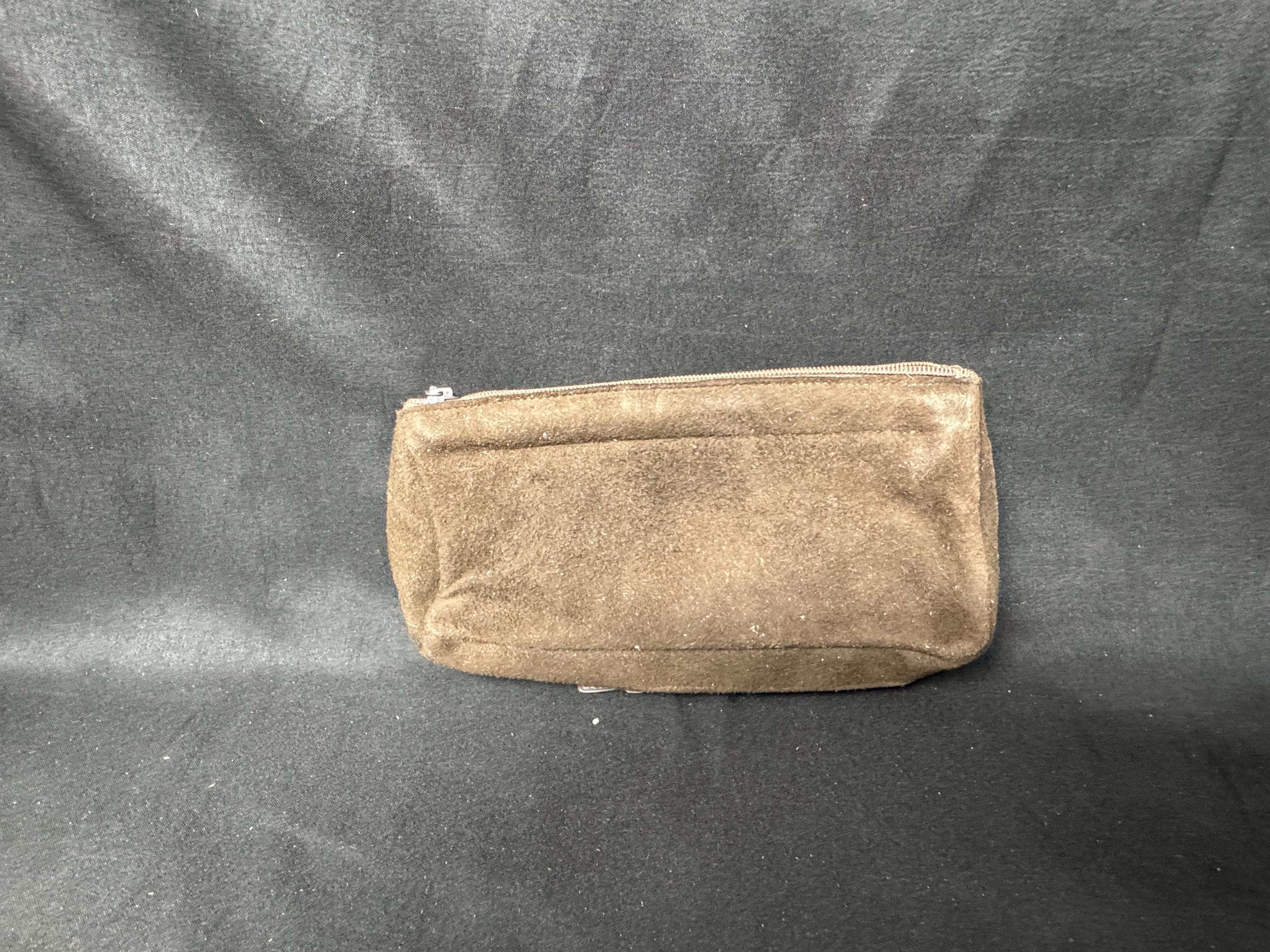 Vintage German Leather Pipe & Tobacco Pouch, Dual-Zipper, NOS Condition