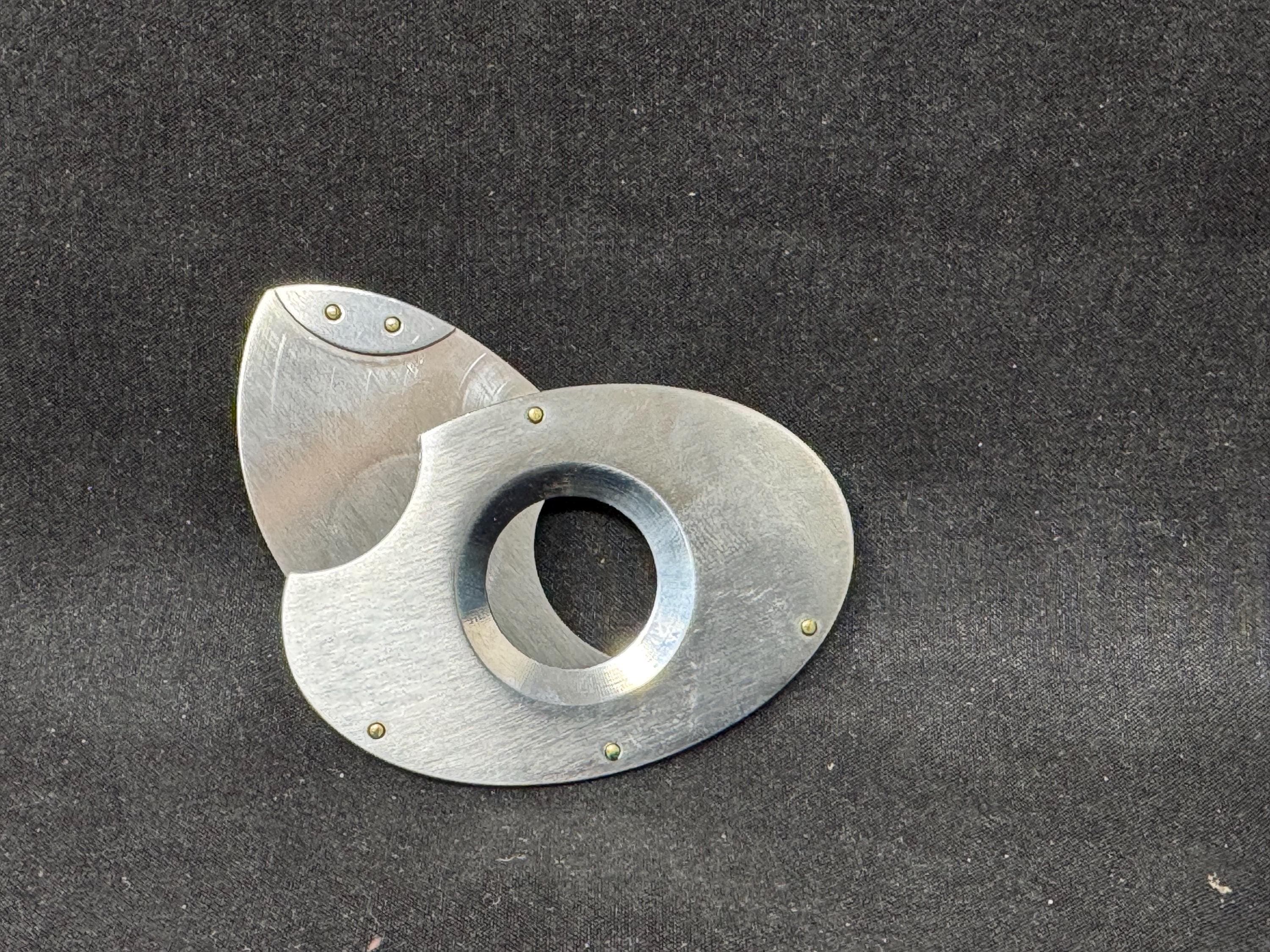 Oval Metal Cigar Cutter, Stainless Steel Finish, Copper Accent Screws