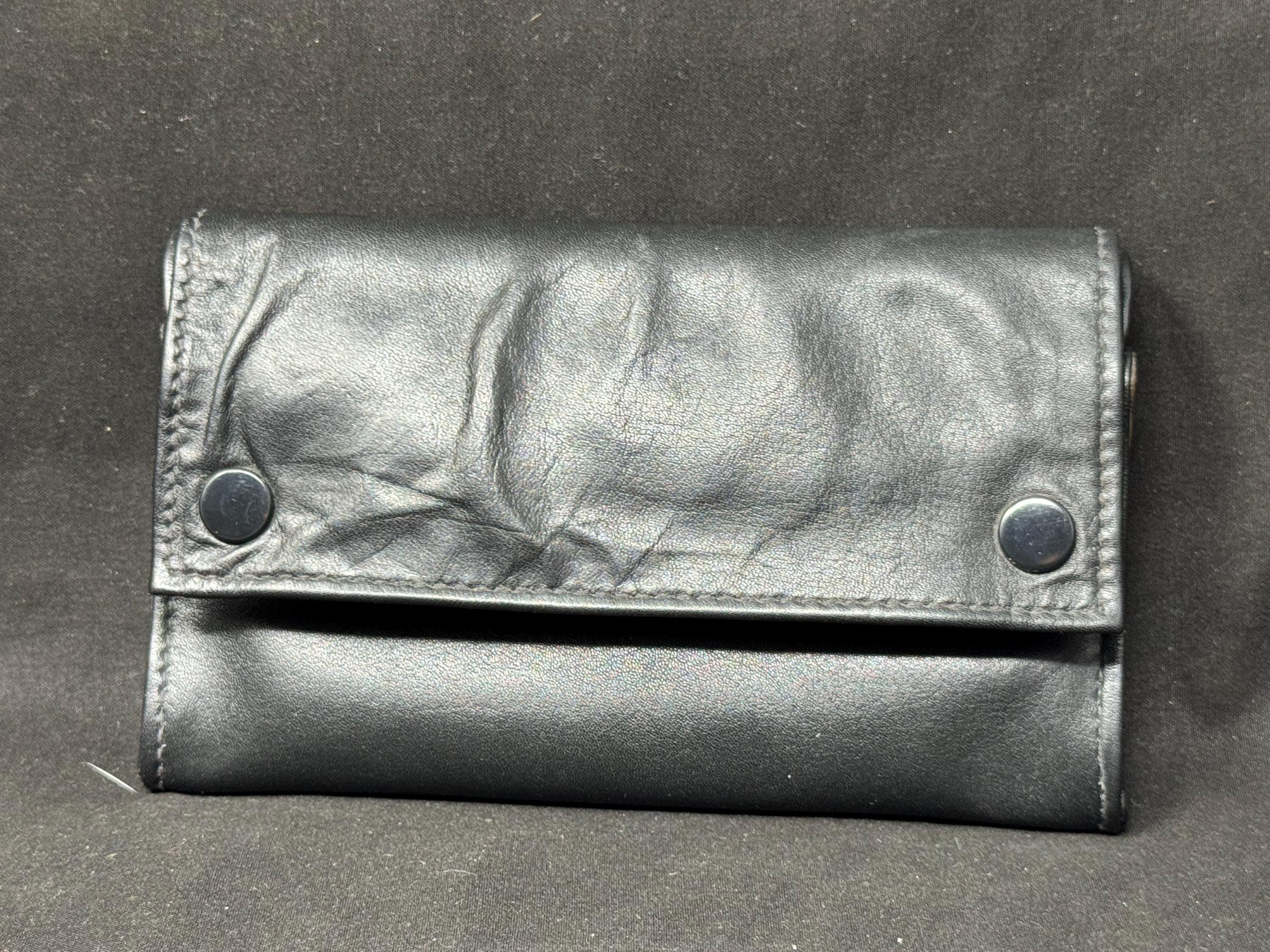 German Expandable Leather Tobacco Pouch Magic Box Medical Rubber Lined NOS