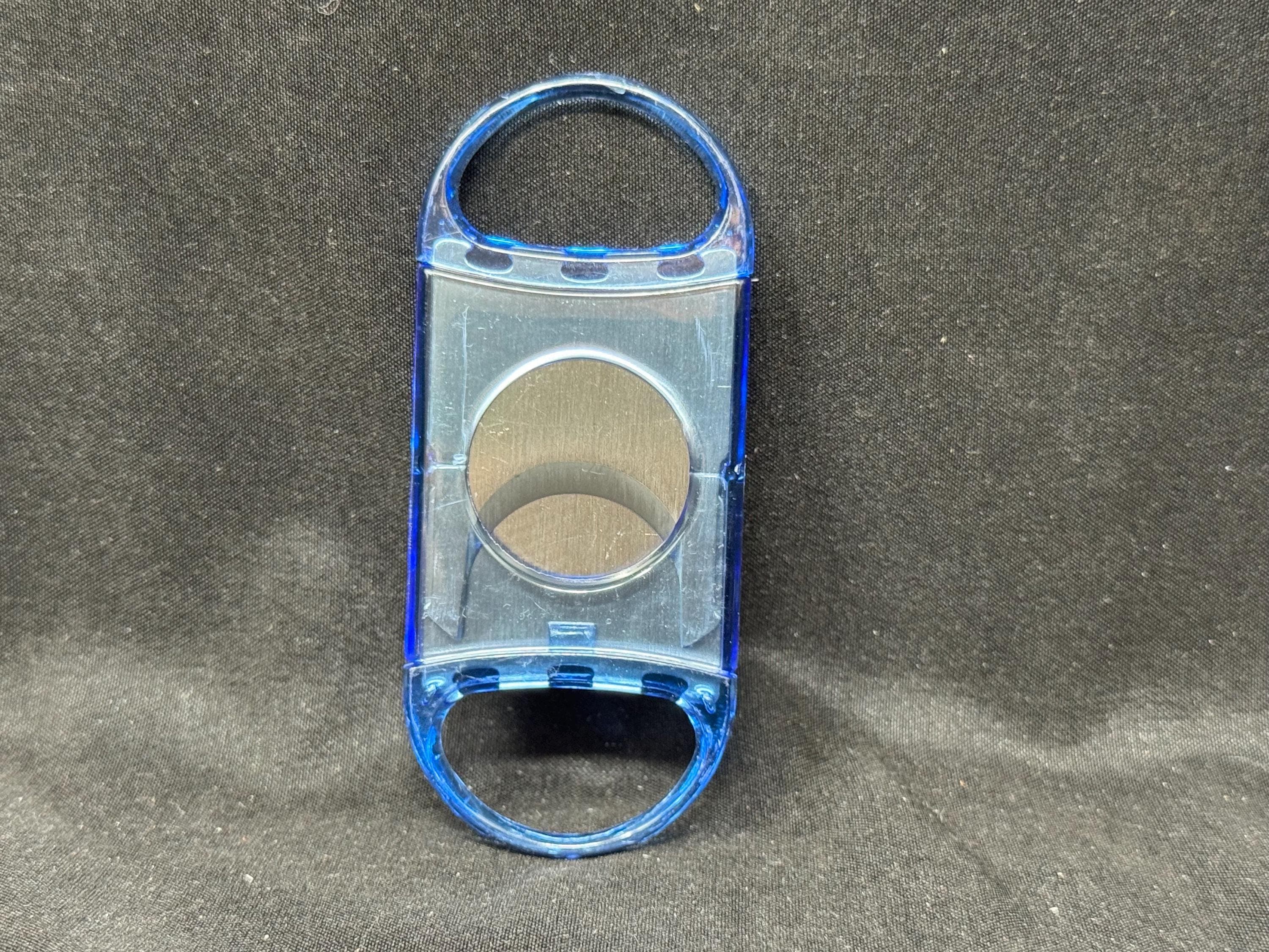 Mid-Century Translucent Blue Guillotine Cigar Cutter, 3 inch, Circa 1950s-1960s