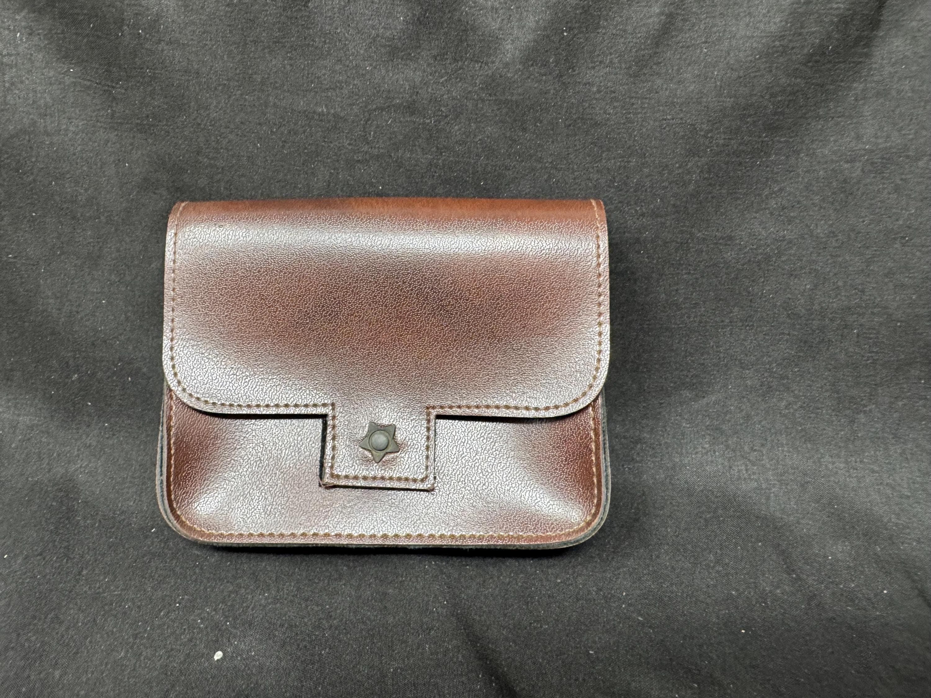 Vintage German Tan Leather Belt Pouch - Tobacco/EDC Case - NOS Condition