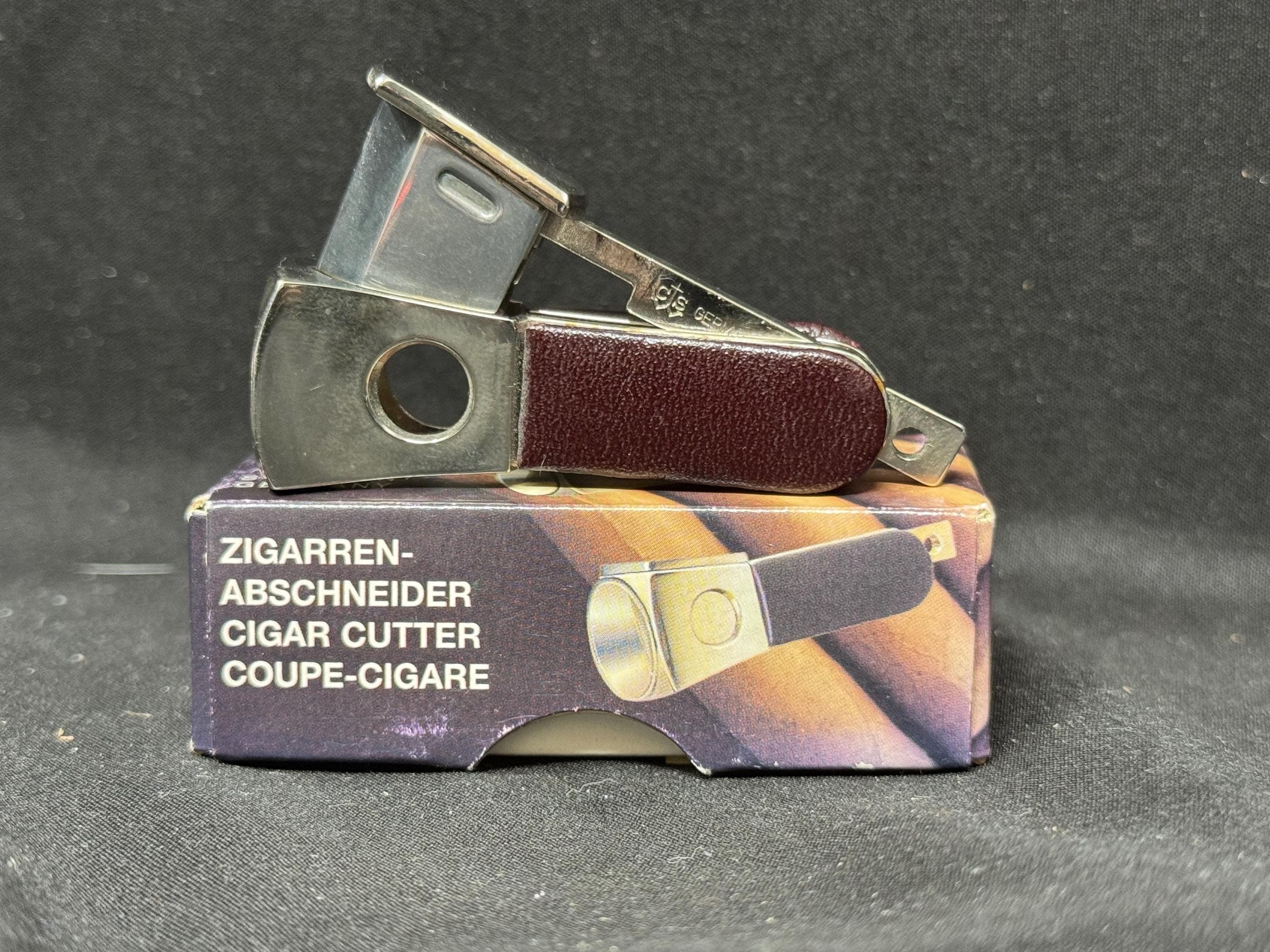 CTS Solingen Germany Mini V-Cut Cigar Cutter, Gold-Tone, NIB, 1950s-60s