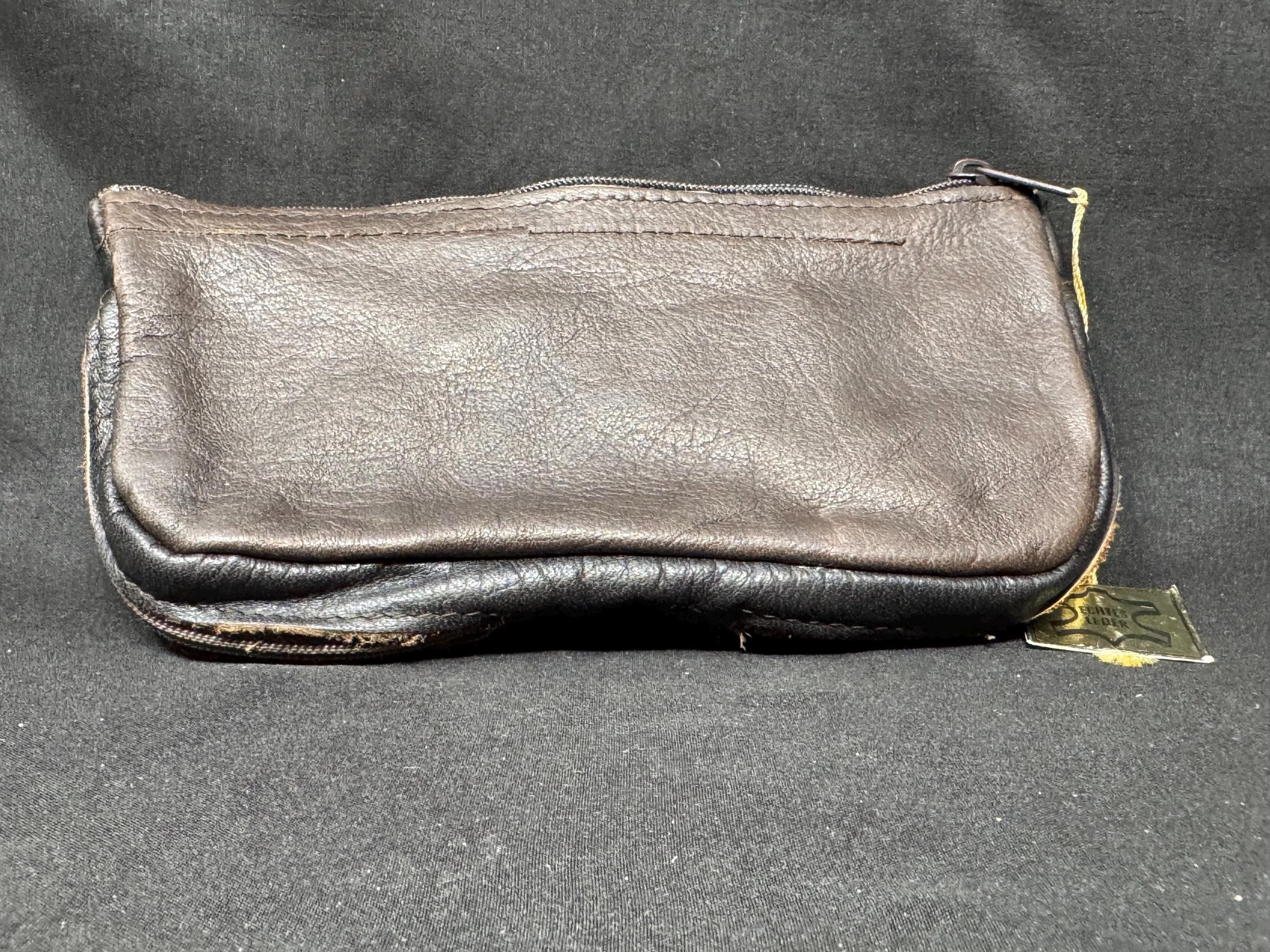 Vintage German Leather Dual-Compartment Pipe & Tobacco Carrier, Tunnel-Access Design
