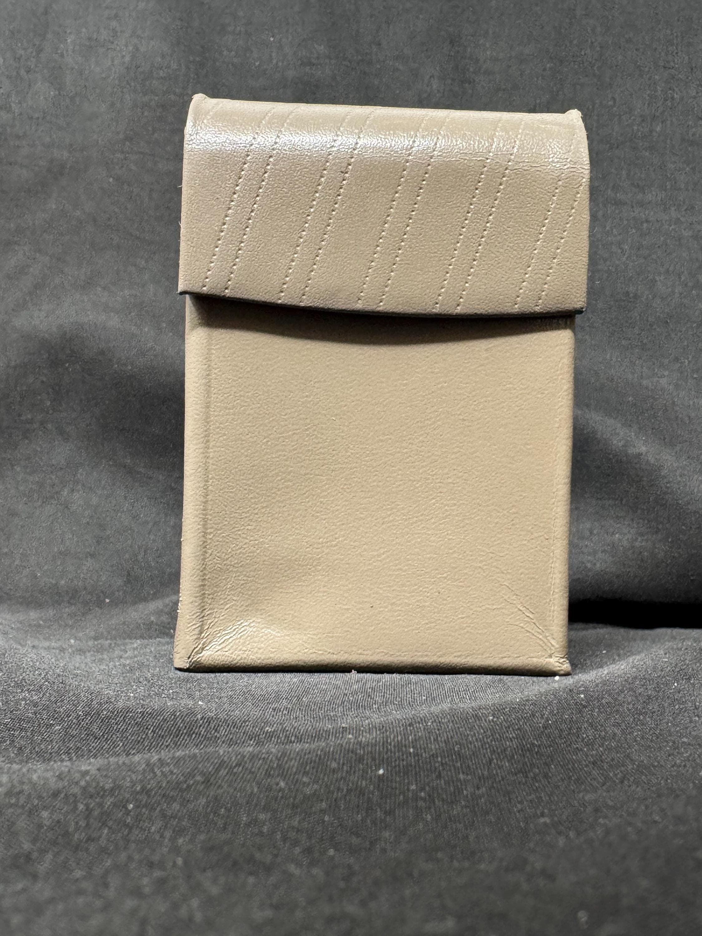German Leather & Metal Cigarette Case Hard Shell with Hinges Original Kontrollschein