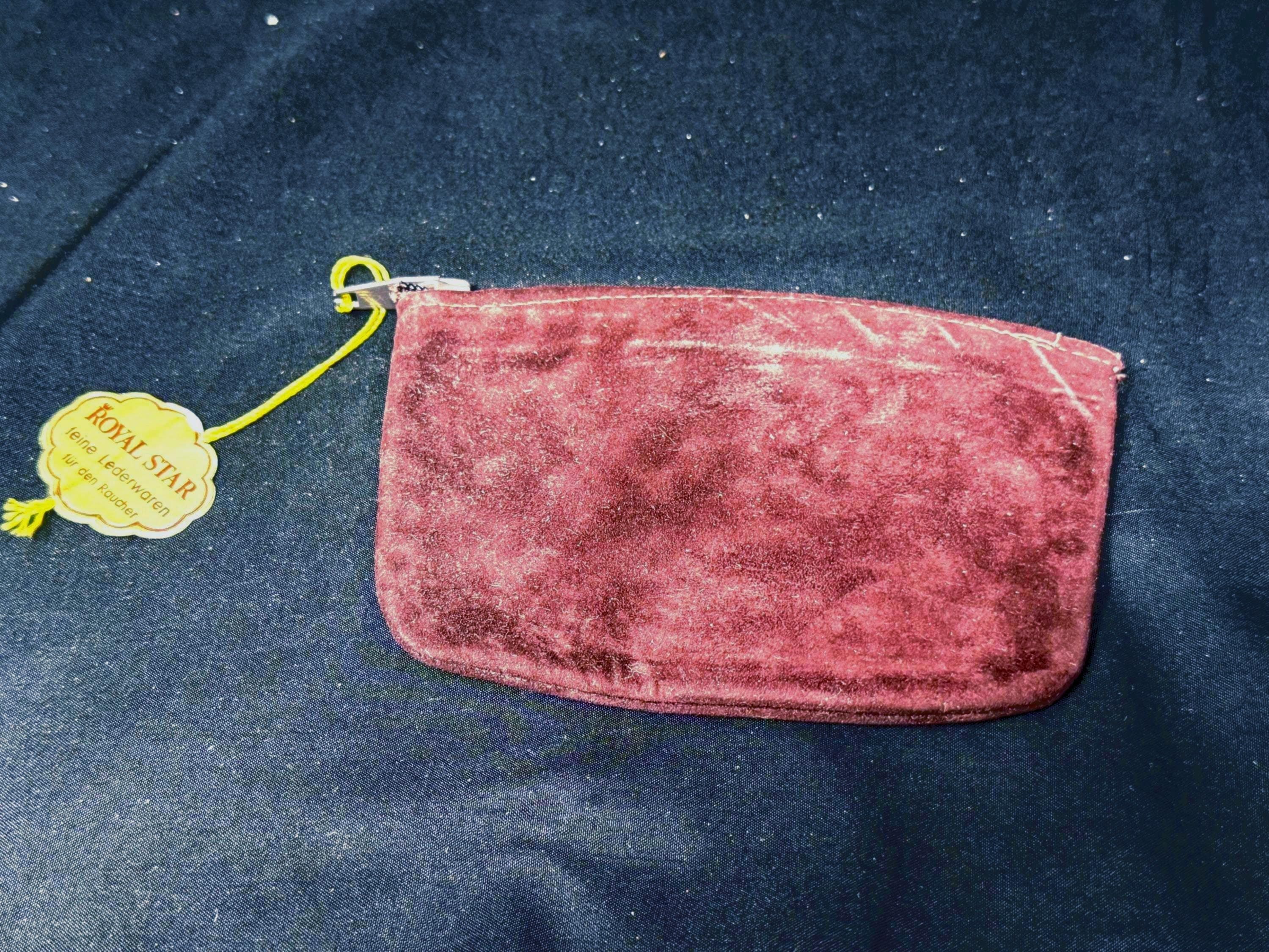 Vintage German Leather Pouch | Velvet Brown Zippered Envelope