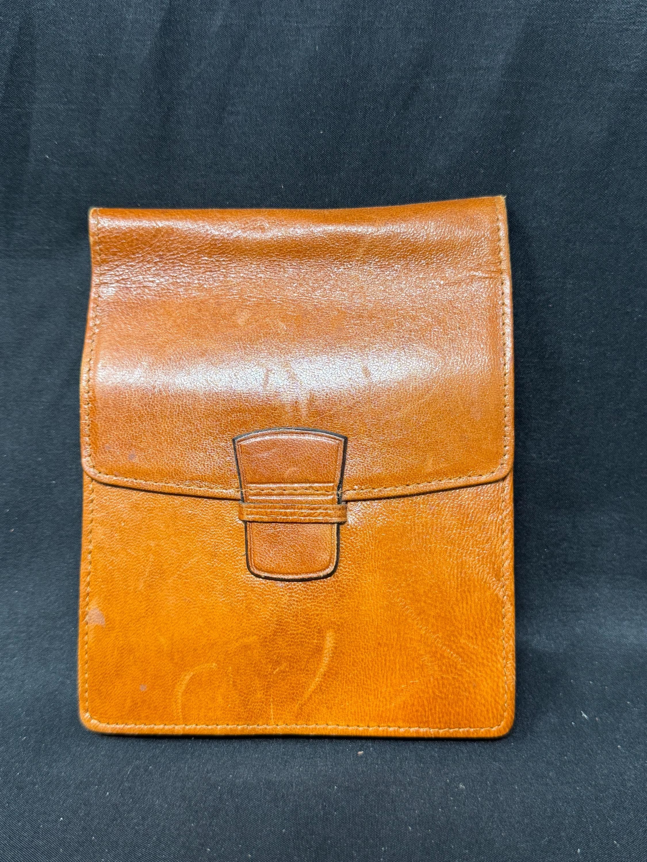 German Leather 5-Cigar Case, Soft Pocket Pouch, Minimalist Closure, NOS