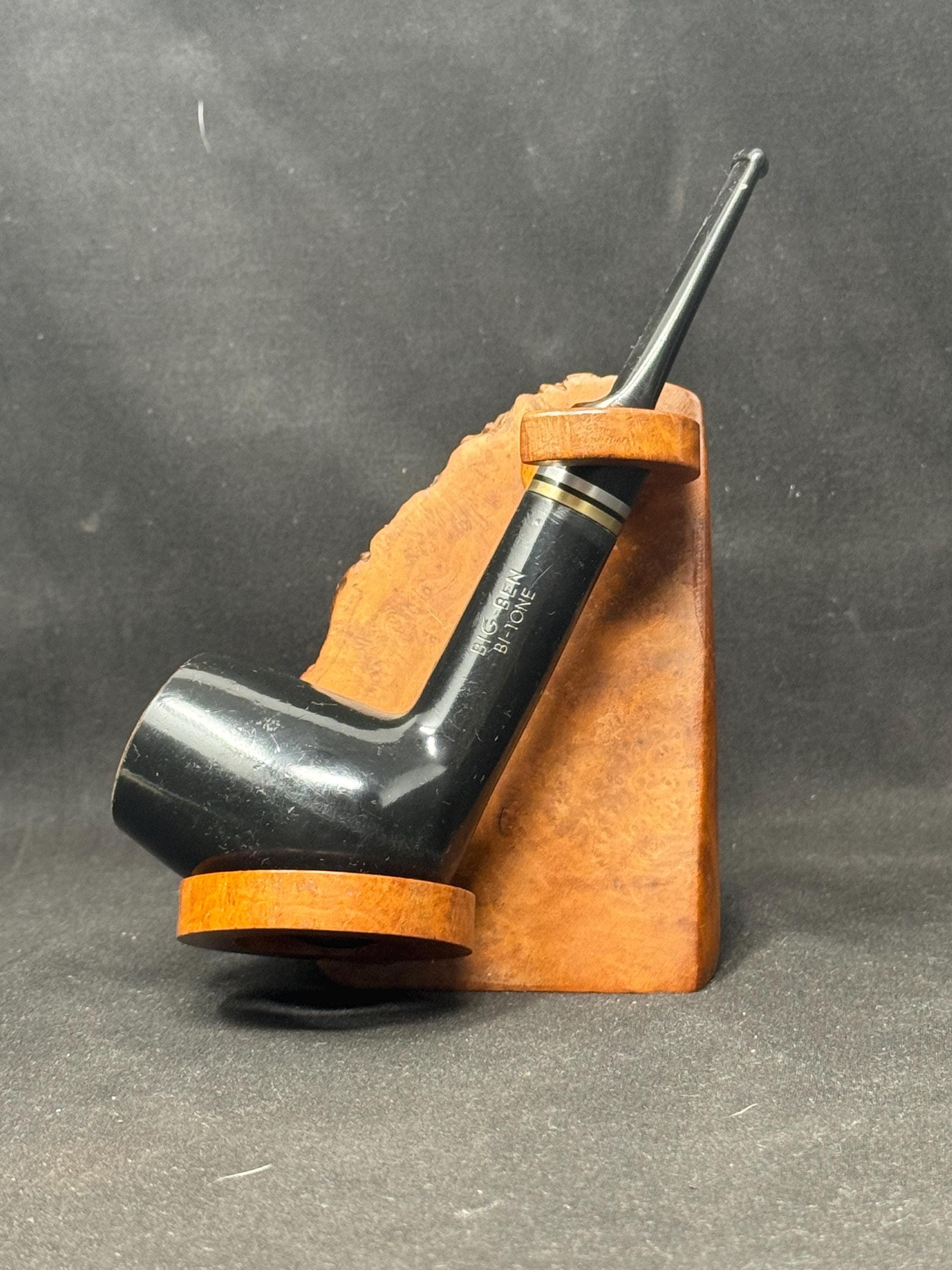 Big Ben Bi-Tone 108S-H Smooth Ebony Straight Billiard, Dutch Briar, Vulcanite Saddle Stem