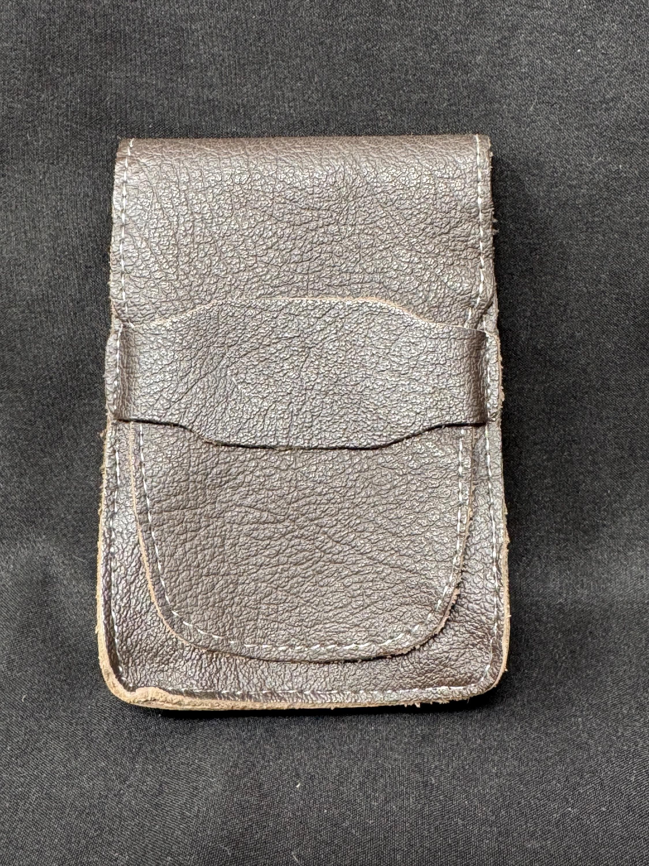 Vintage German Leather Cigarette Pack Holder - Natural Minimalist Strap Closure NOS