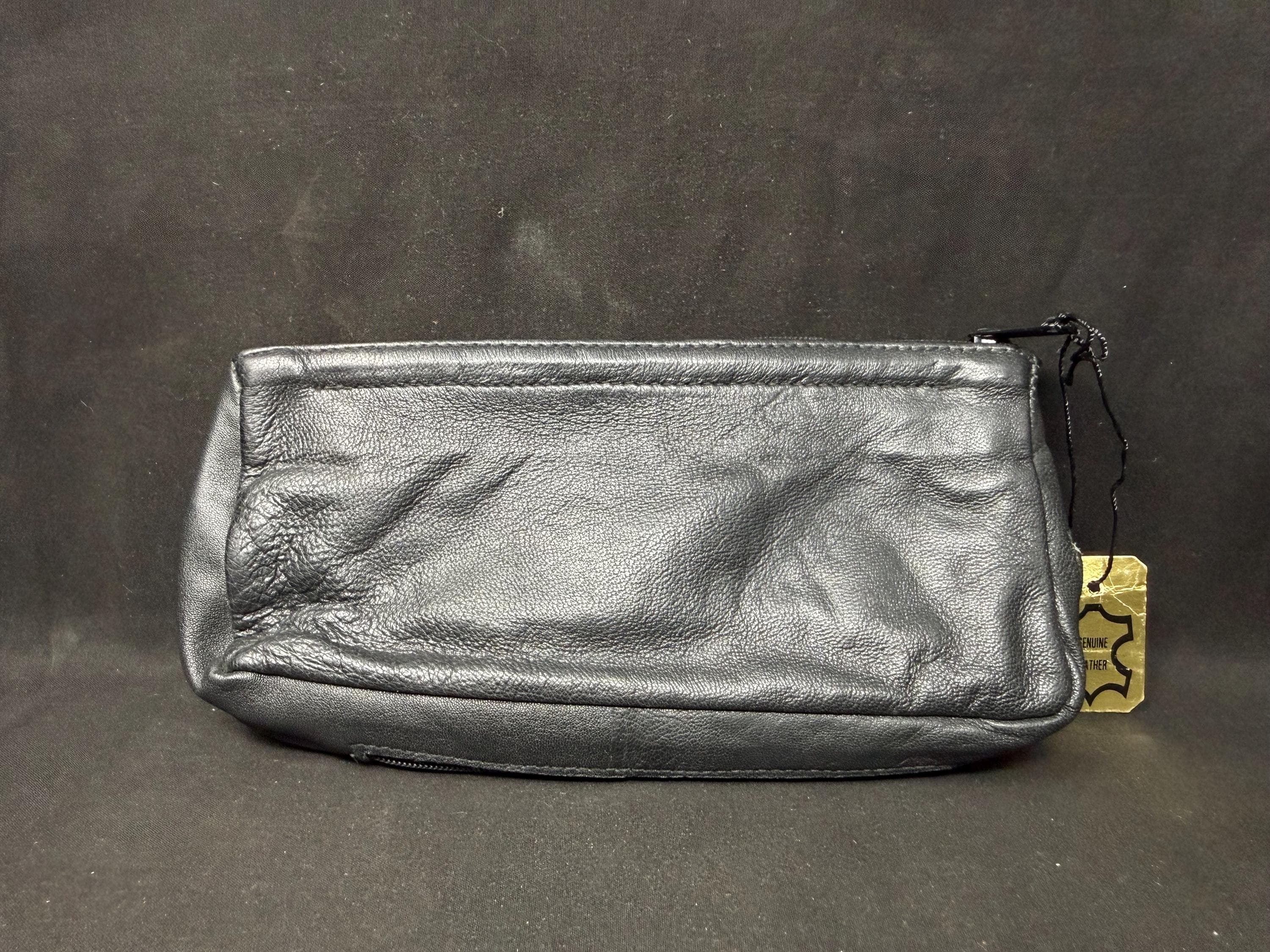 Vintage German Leather Pipe & Tobacco Pouch, Dual-Compartment NOS