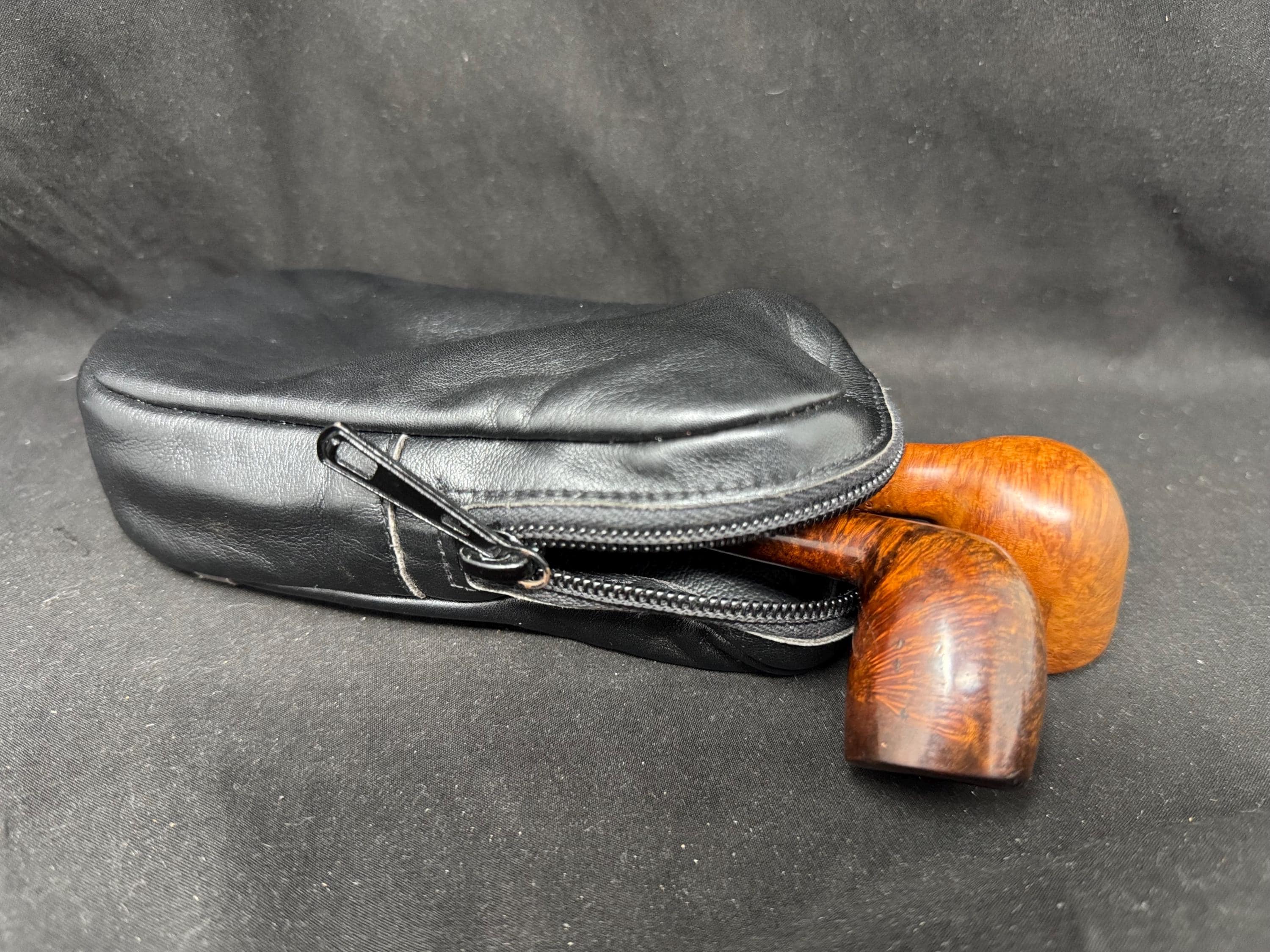 Leather Pipe Bag for 2 Pipes, Tobacco Tin & Accessories