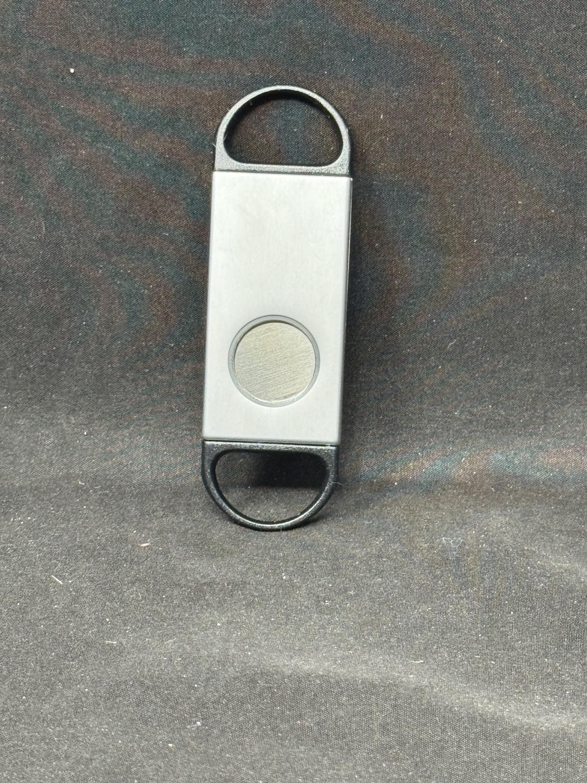 Mid-Century Translucent Blue Guillotine Cigar Cutter | 3-Inch Space-Age Design