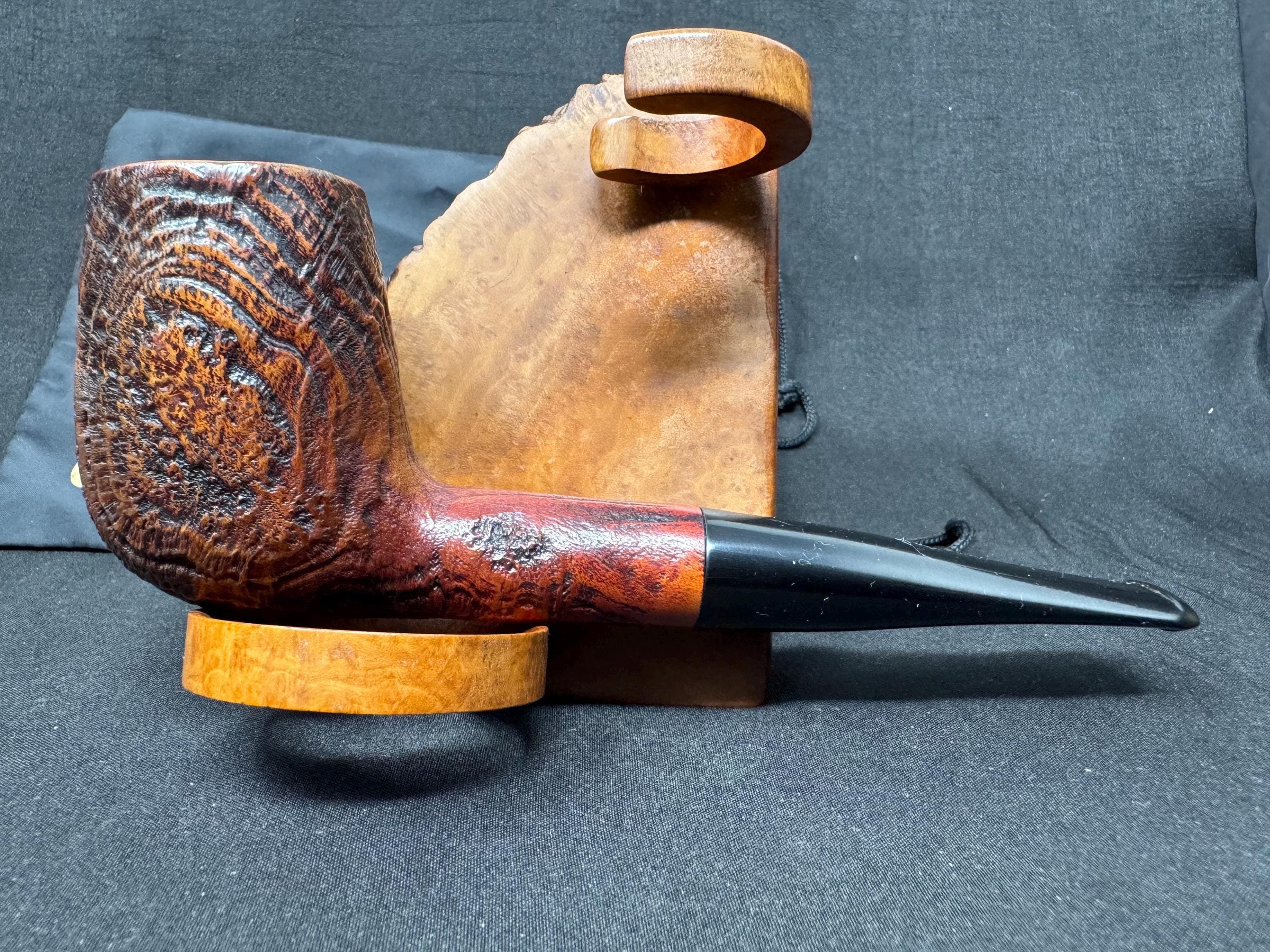 Rare W.Ø. Larsen Handmade Super Black Sandblasted Straight Billiard (Shape 40) – Large Chubby Shank, Danish Golden Era Estate Pipe.(SKU-264)
