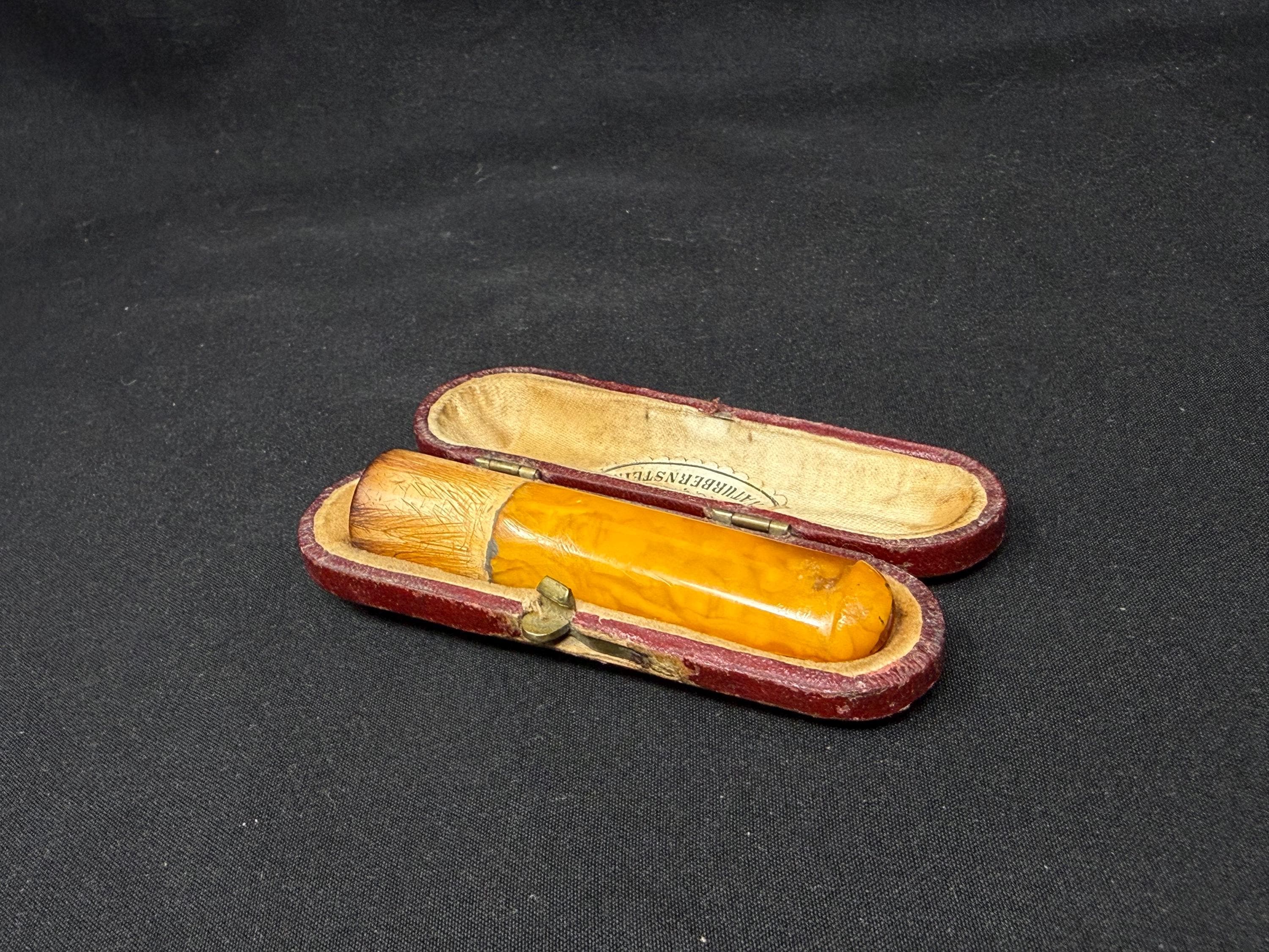 Meerschaum & Amber Hybrid Pipe c. 1860-1890 | Garantiert Naturbernstein | Victorian Case
