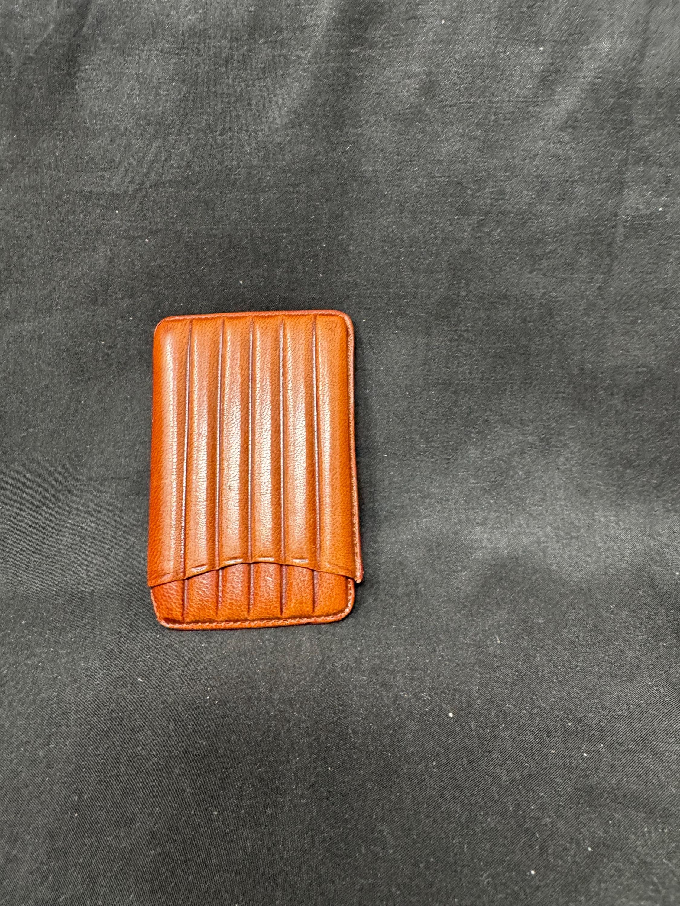 Spanish Hard Leather Cigar Travel Case, Modernist Design, circa 1960s-1980s