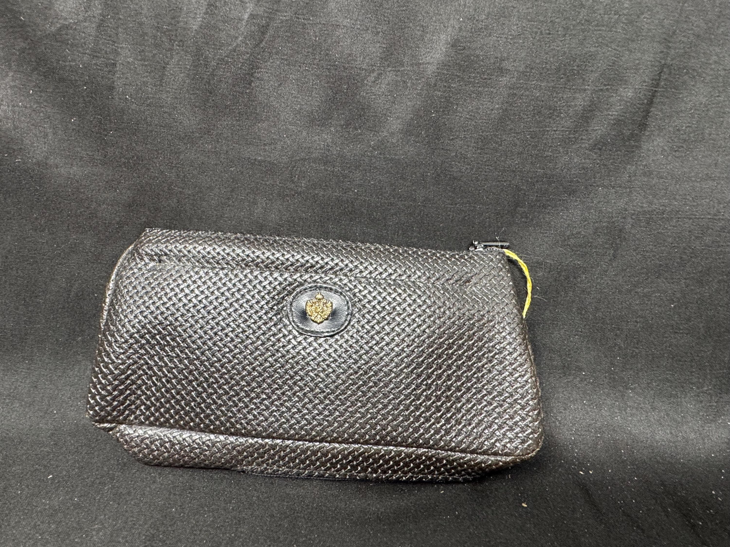 Vintage German Leather Pipe & Tobacco Pouch - Dual-Zipper Design, NOS Condition