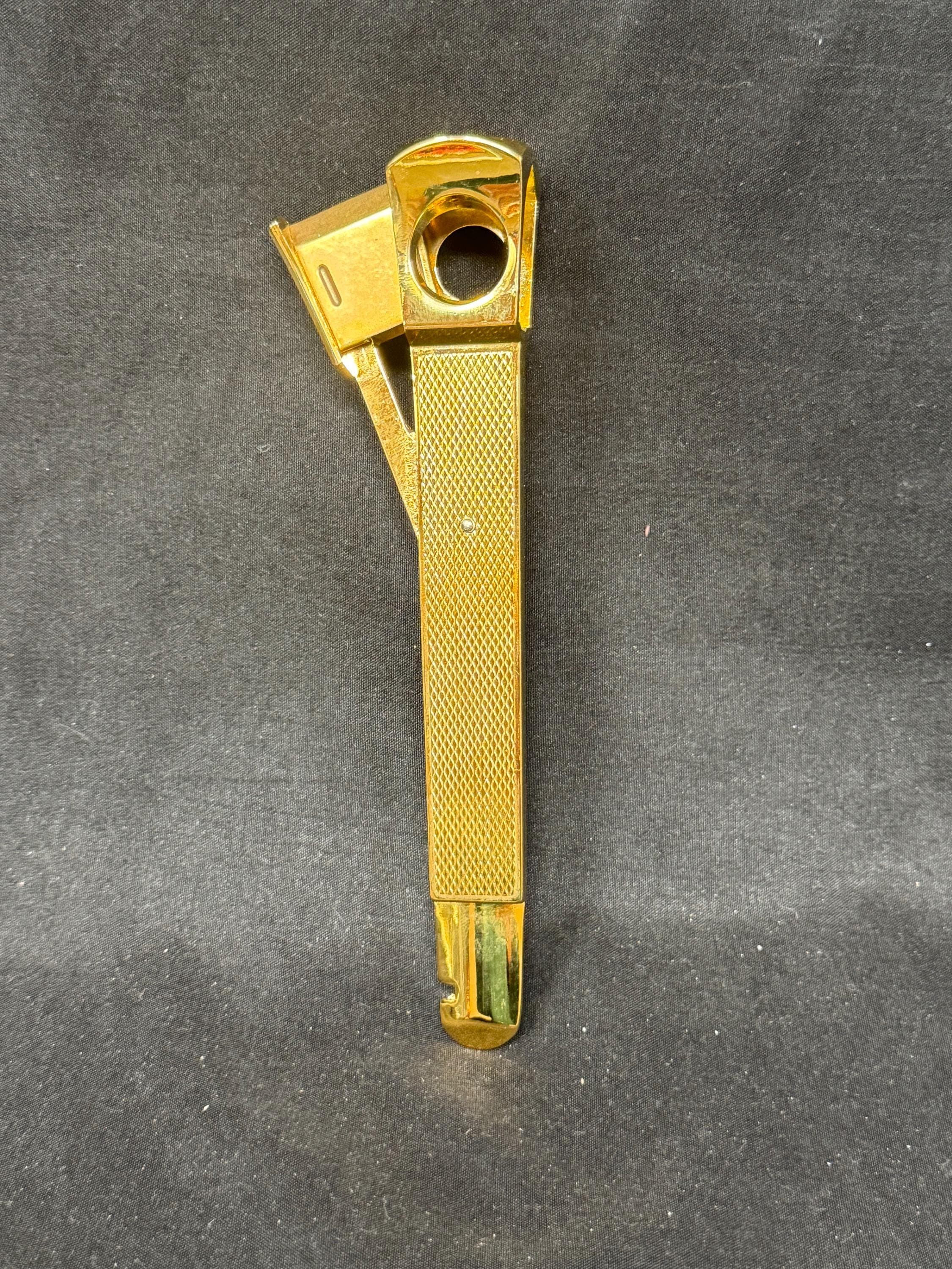 CTS Wolfertz Solingen V-Cut Cigar Cutter, Gold-Tone, circa 1960s-1980s