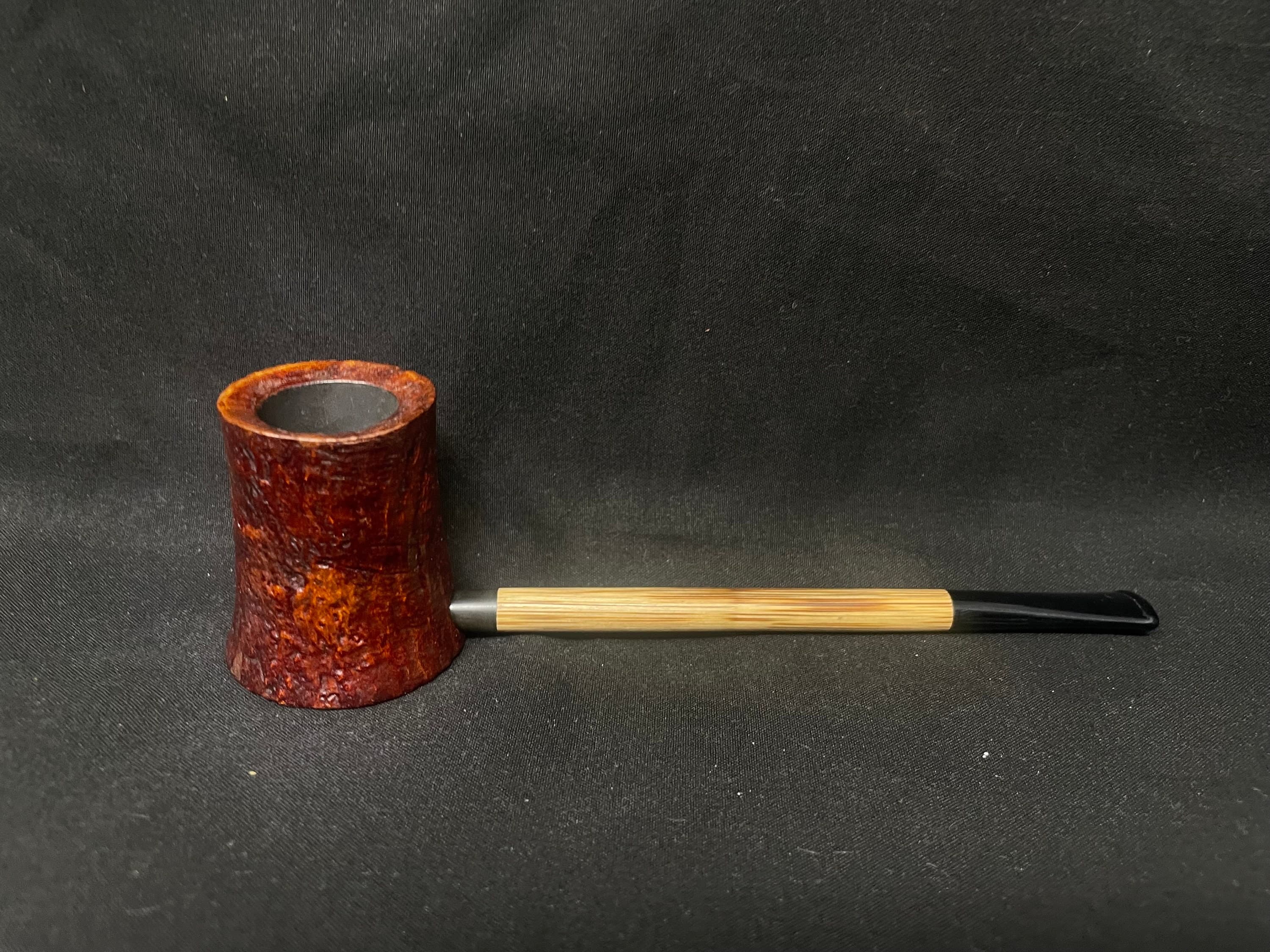 Handmade Sandblast Volcano Briar Pipe with Bamboo Shank - Unsmoked Estate