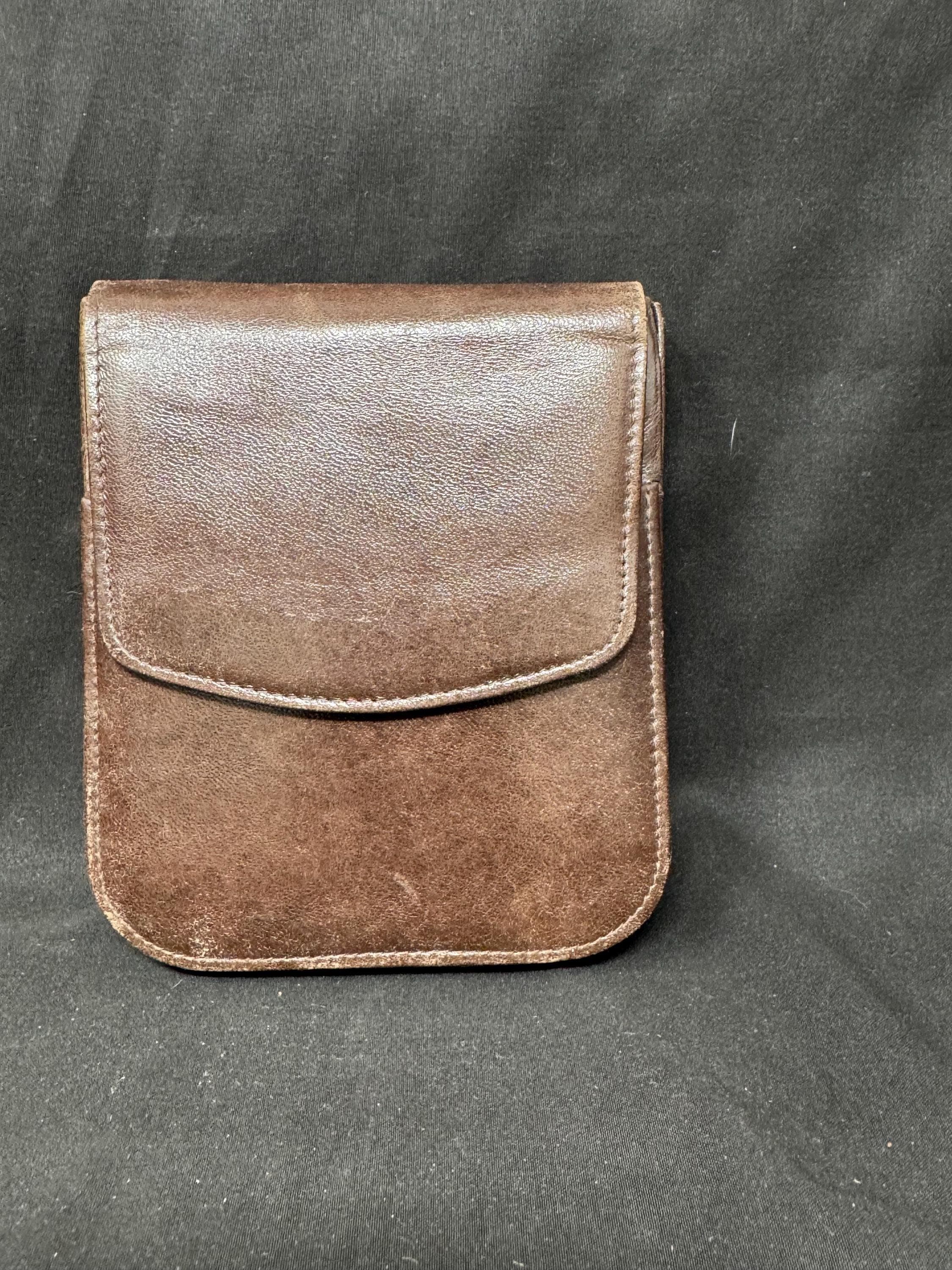 Genuine Leather 5-Cigar Case w/ External Lid & Accessory Pocket - Vintage Smoking Collectible