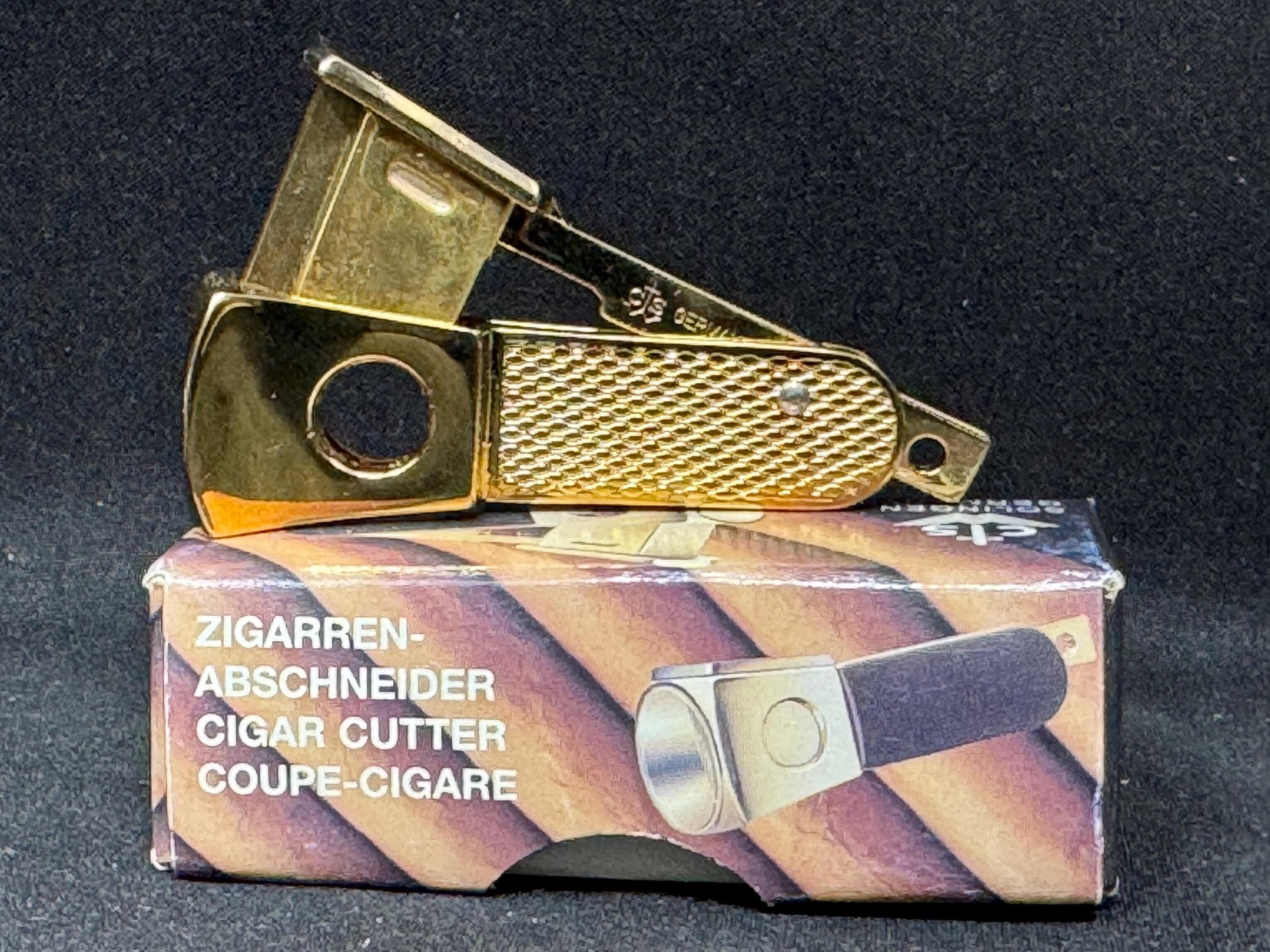 CTS Solingen Gold-Tone Mini V-Cut Cigar Cutter, 1950s-60s NOS