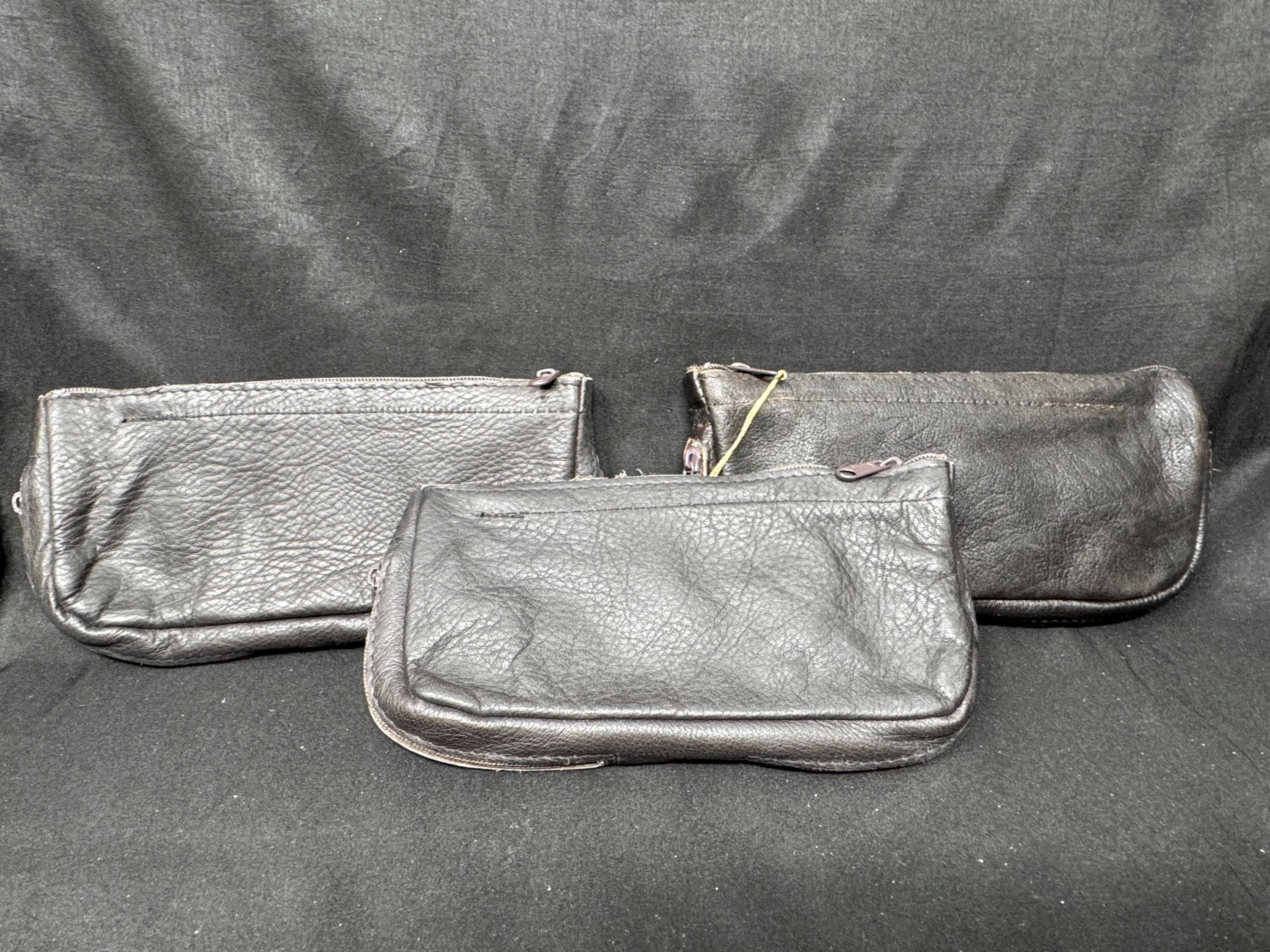 Vintage German Dual-Compartment Leather Pipe & Tobacco Pouch, NOS - 1970s-1990s