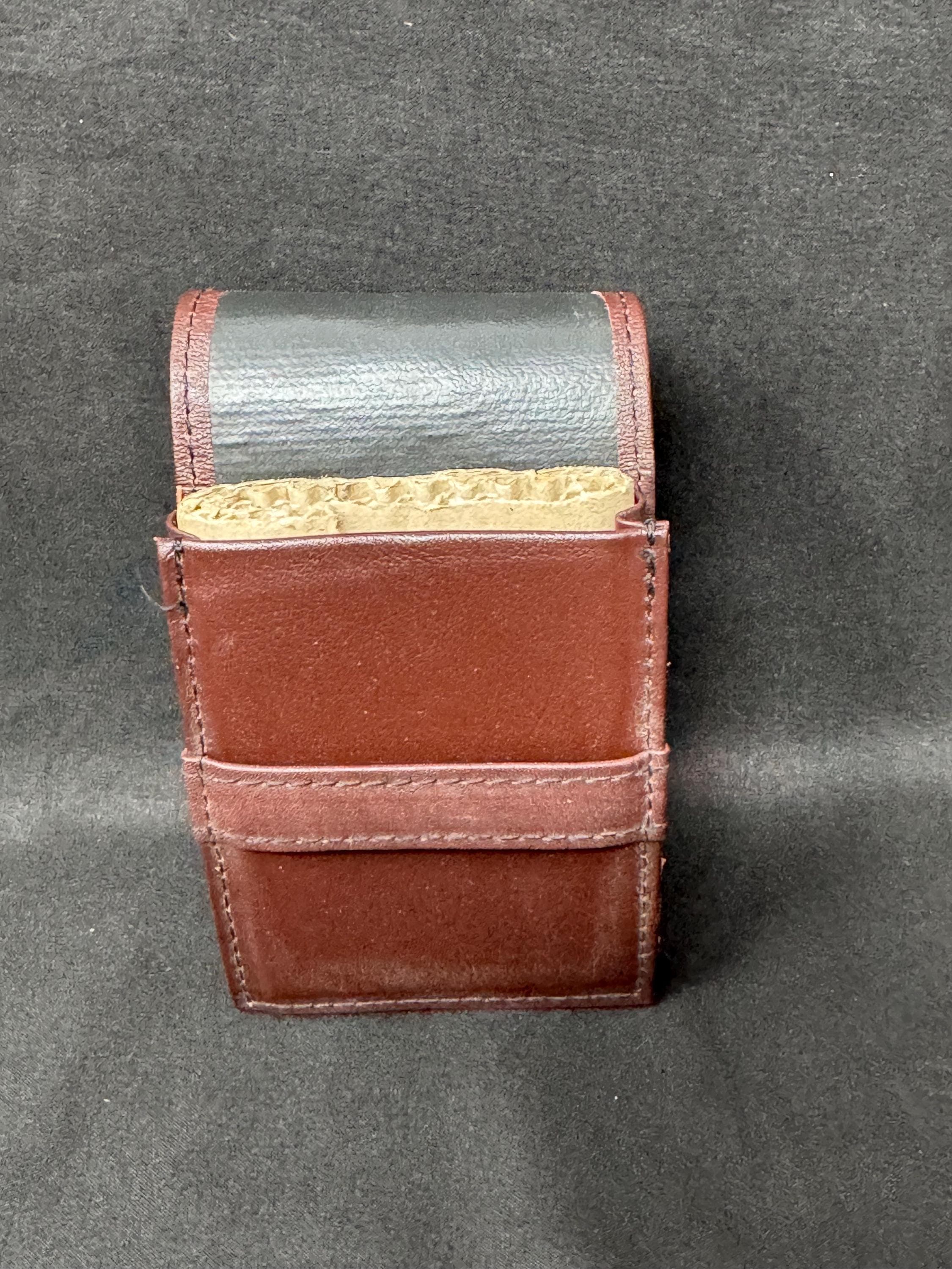 Vintage German Natural Leather Cigarette Pack Holder - Minimalist Strap Closure NOS