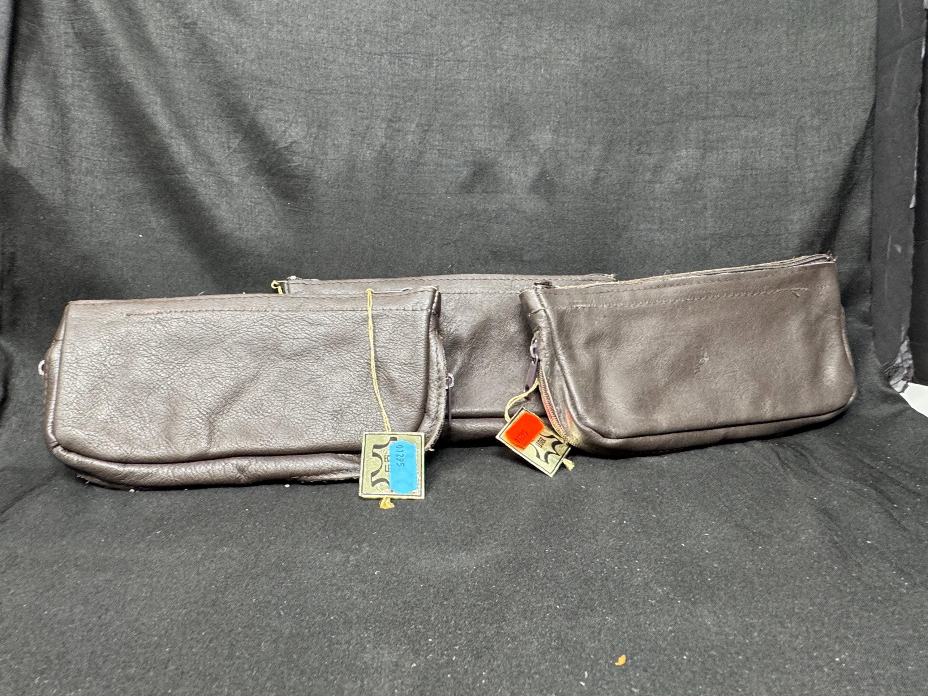 German Leather Dual-Compartment Pipe & Tobacco Pouch, Humidity-Lined, NOS Estate Accessory