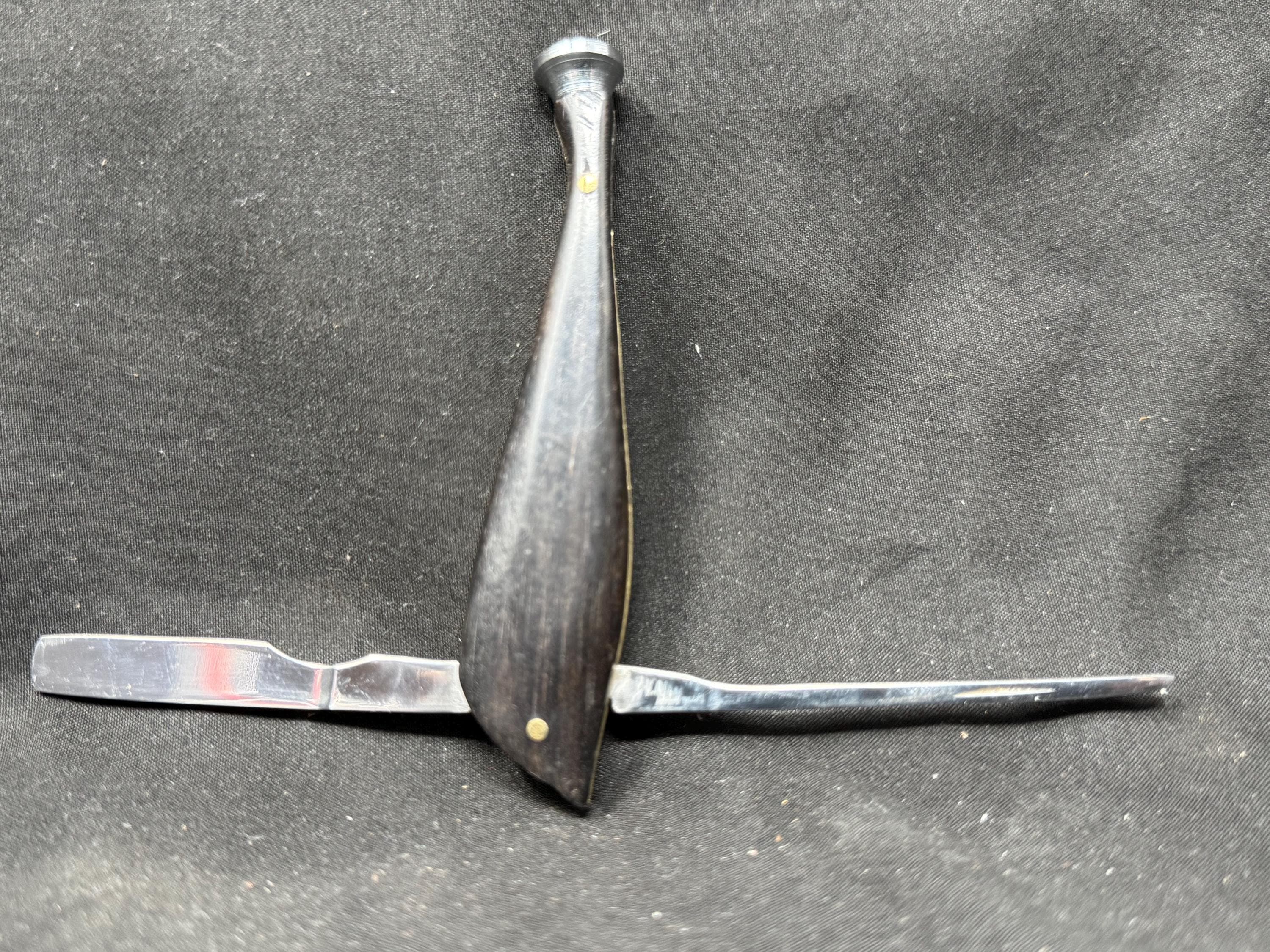 Vintage Modernist Three-in-One Pipe Tool | Black Acrylic | 4 inch Tamper Reamer