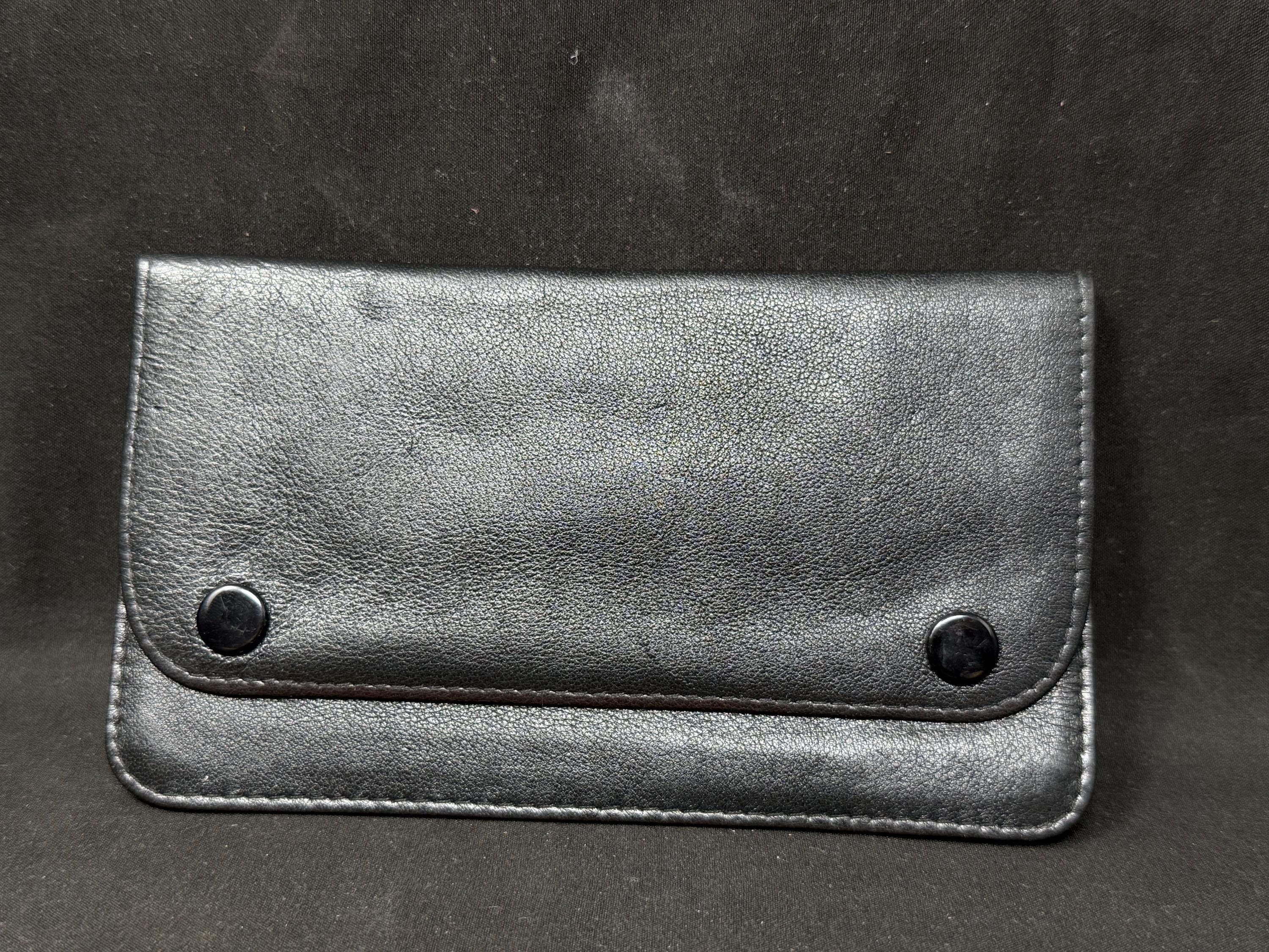 Vintage German Leather Tobacco Pouch, Medical Rubber Lining, NOS 6.25in x 3.5in