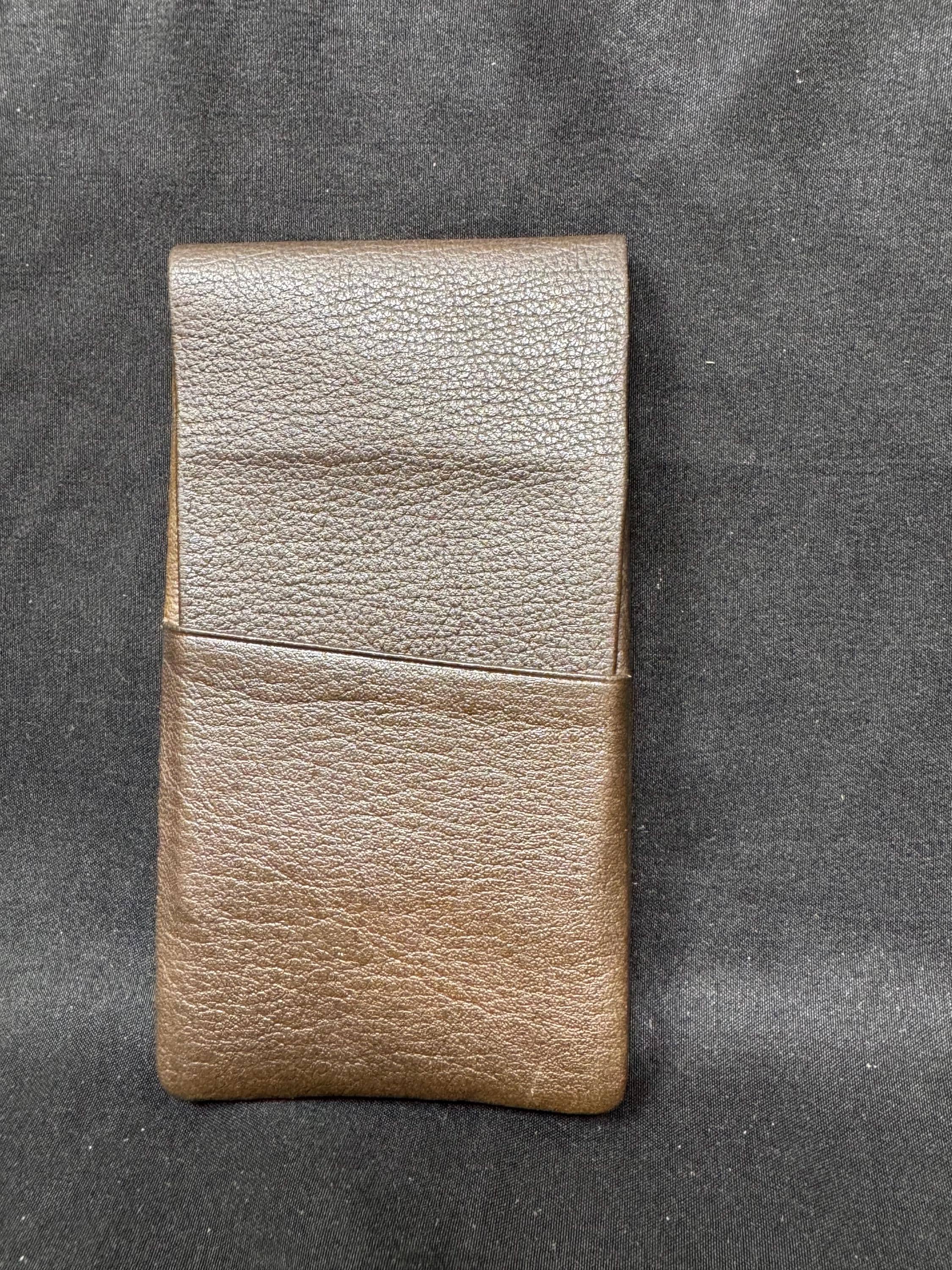German Leather Cigar Case, 3-Slot Portable Travel Holder, Coffee Finish, c.1980s
