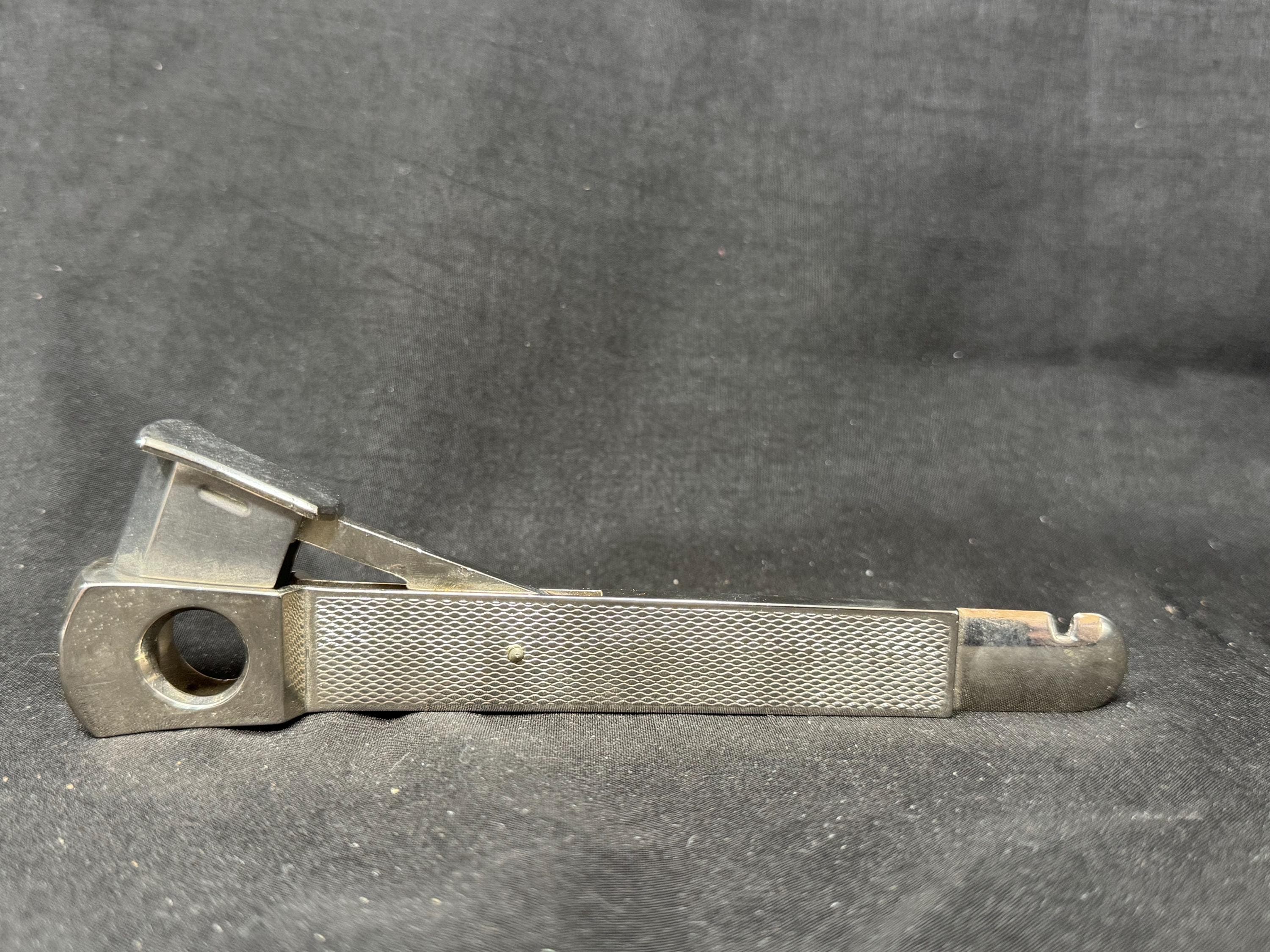 CTS Wolfertz Solingen V-Cut Cigar Cutter, Gold-Tone, Mid-Late 20th C.