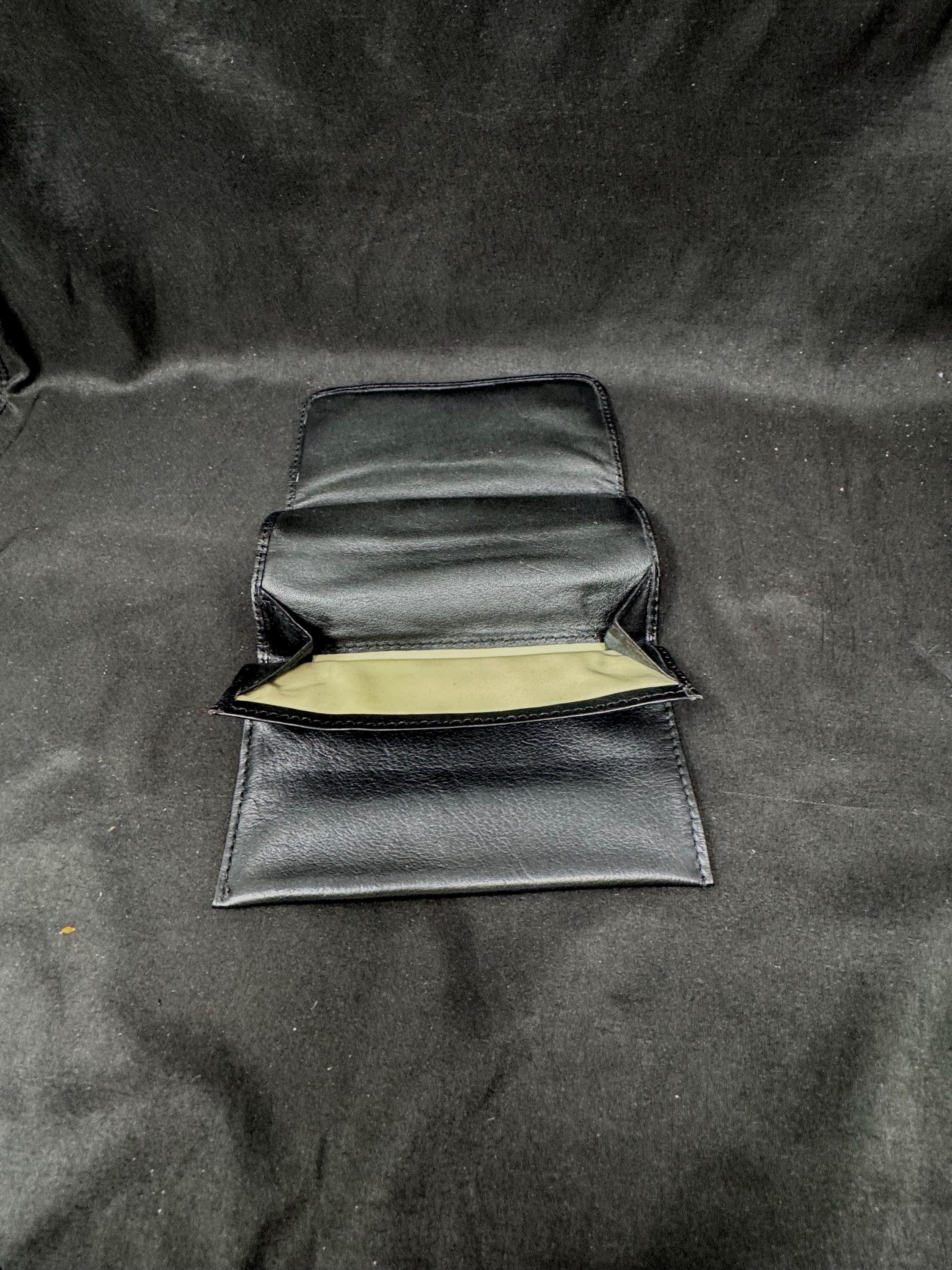 German Leather Tri-Fold Tobacco Pouch 2oz Tin Roll-Up Mid-Century – Estate Accessory